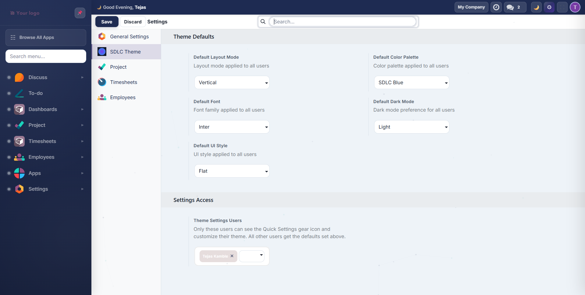 Theme Defaults Configuration