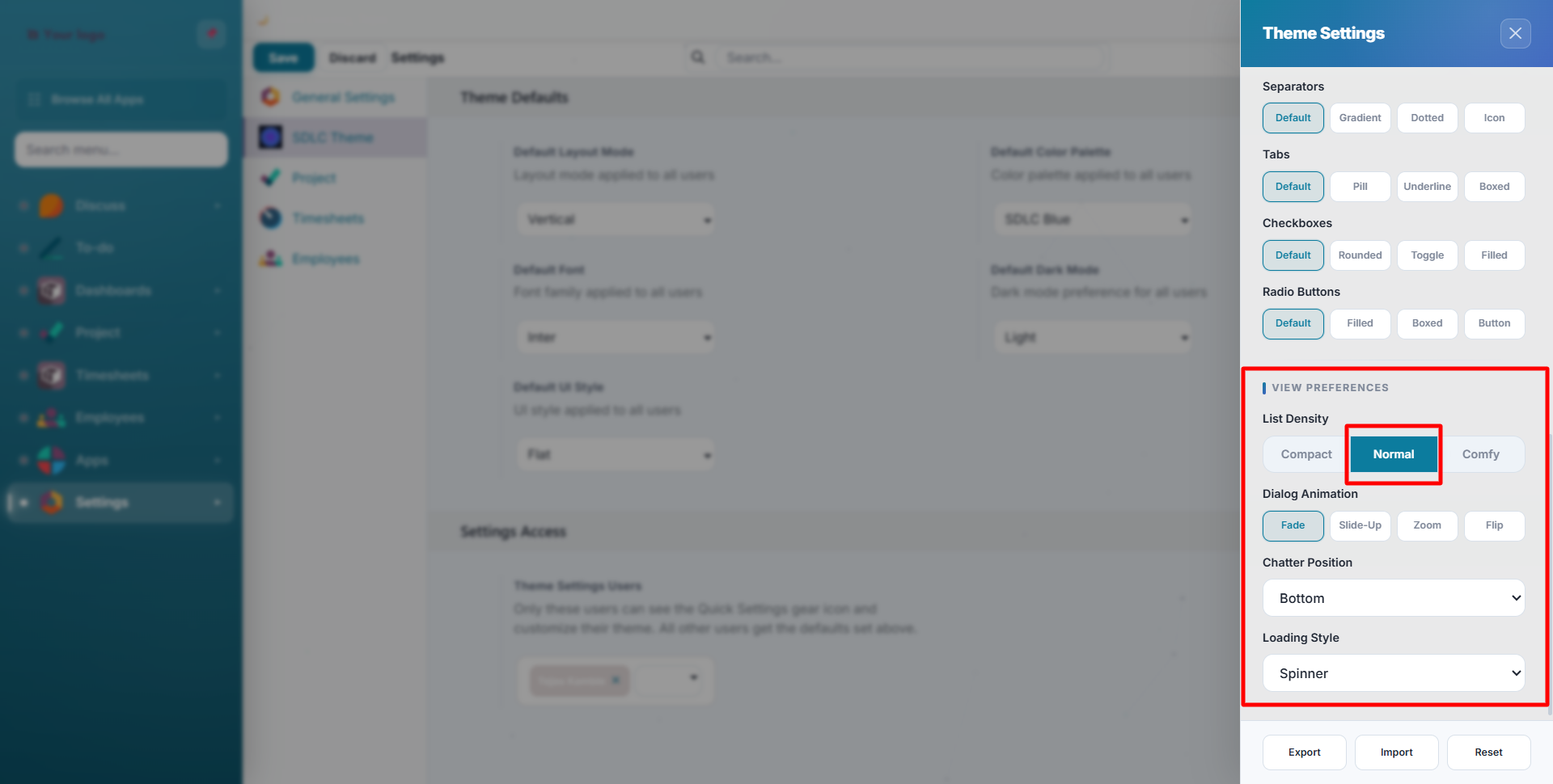 View Preferences - Loading