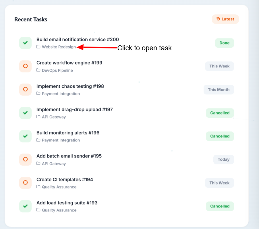 Recent Tasks