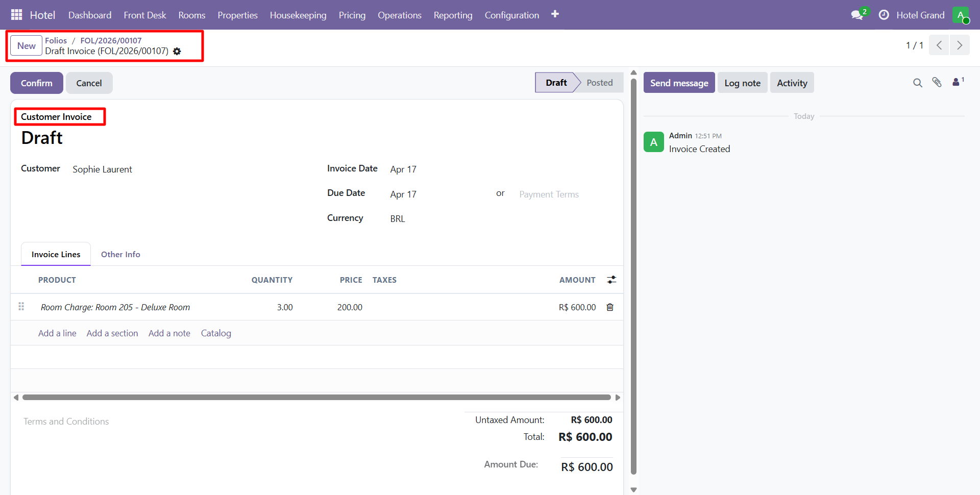 Folio Invoice