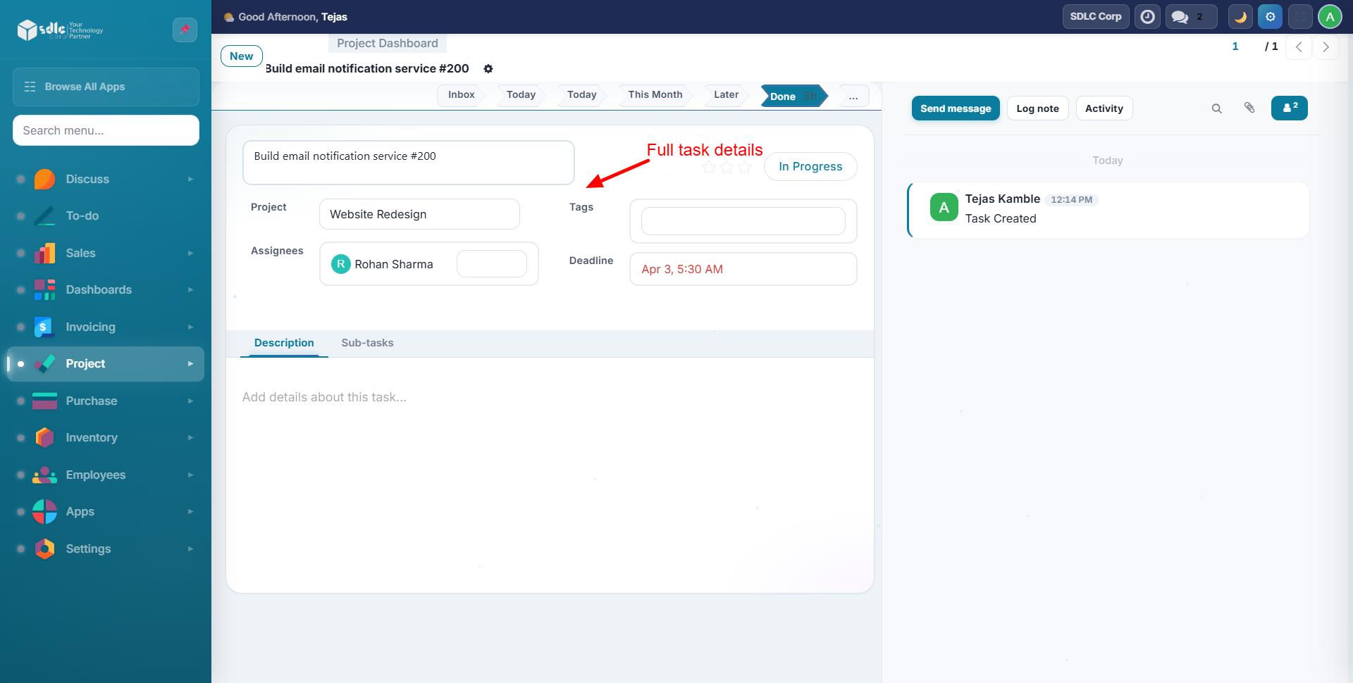 Navigate to Task Form