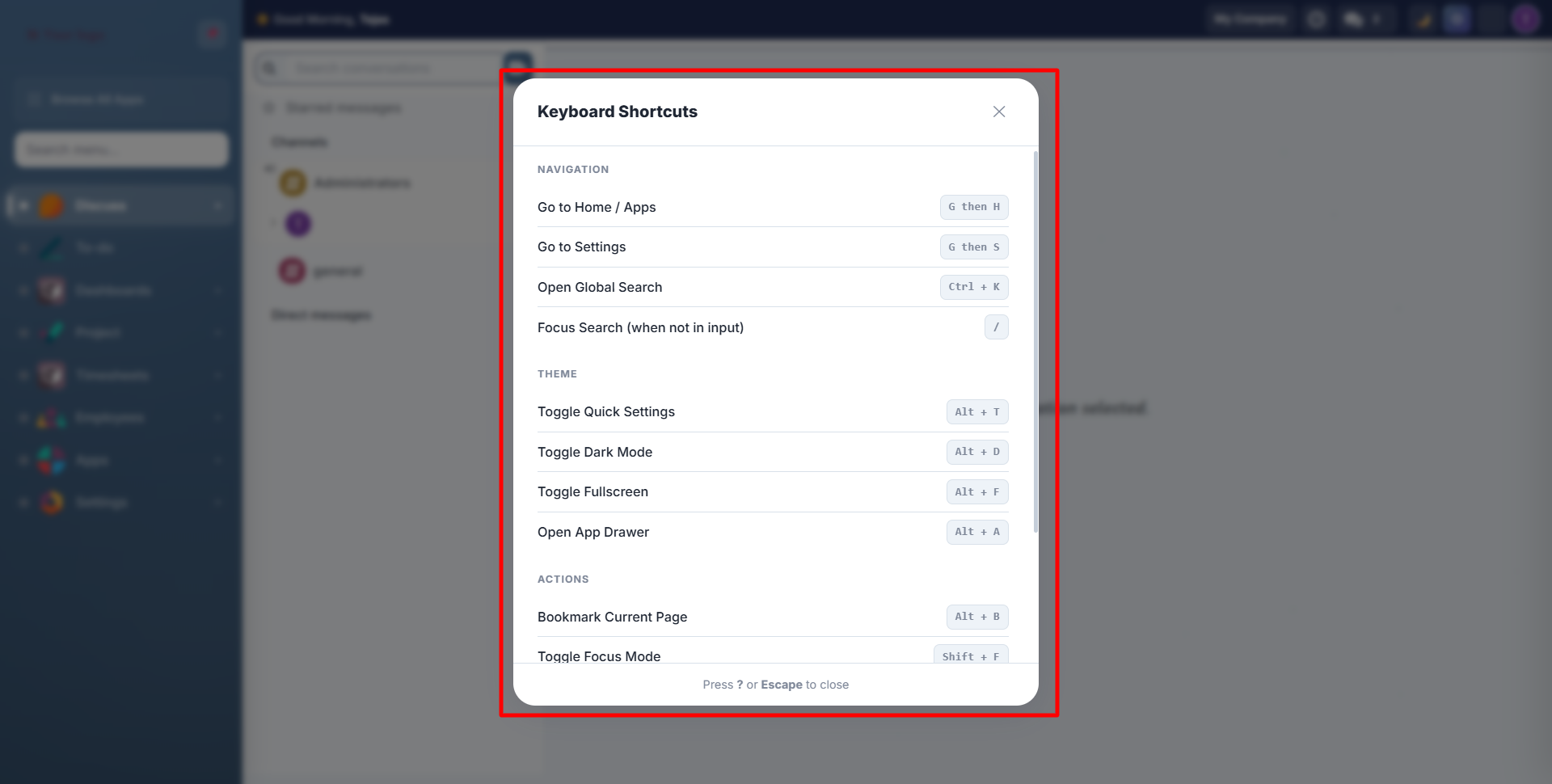 Keyboard Shortcuts Overlay