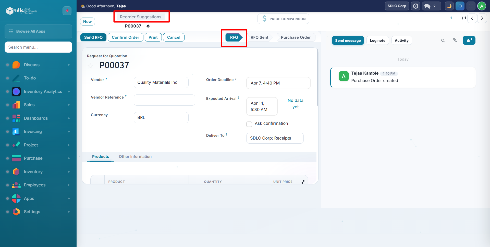 Create RFQ