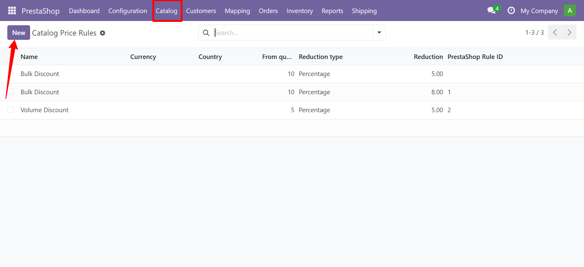 Catalog Rules List