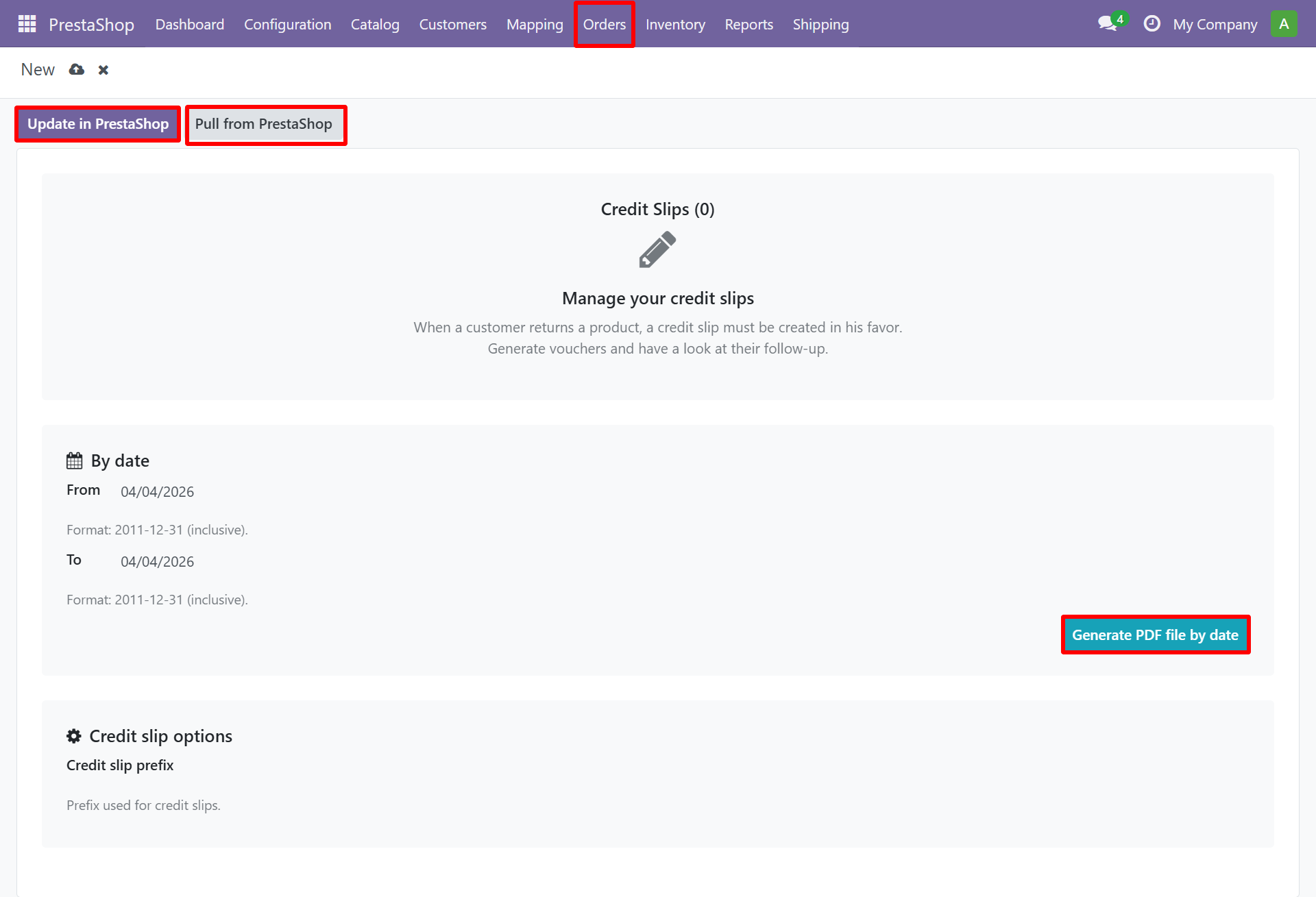 Credit Slip Configuration