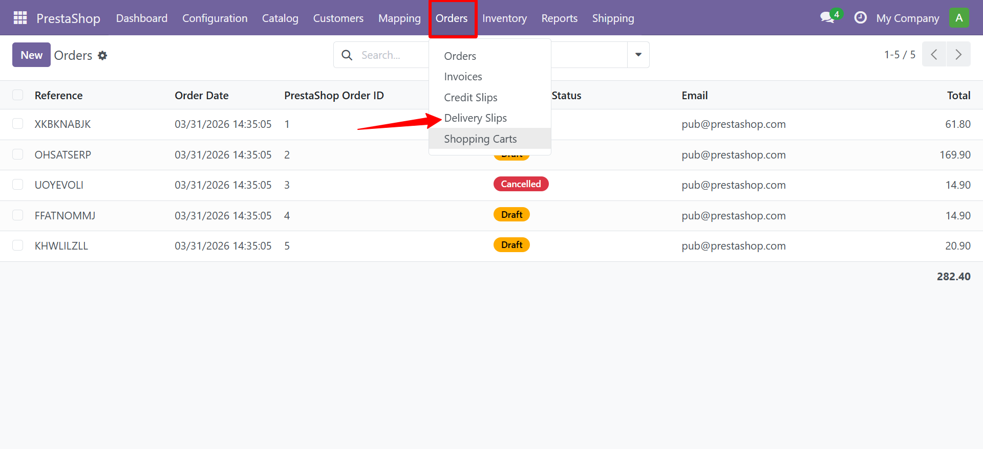 Delivery Slip List