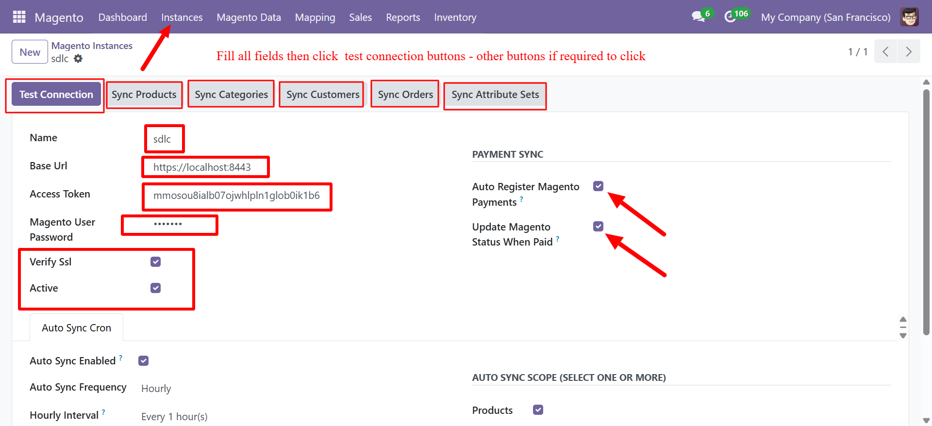 Instance configuration form