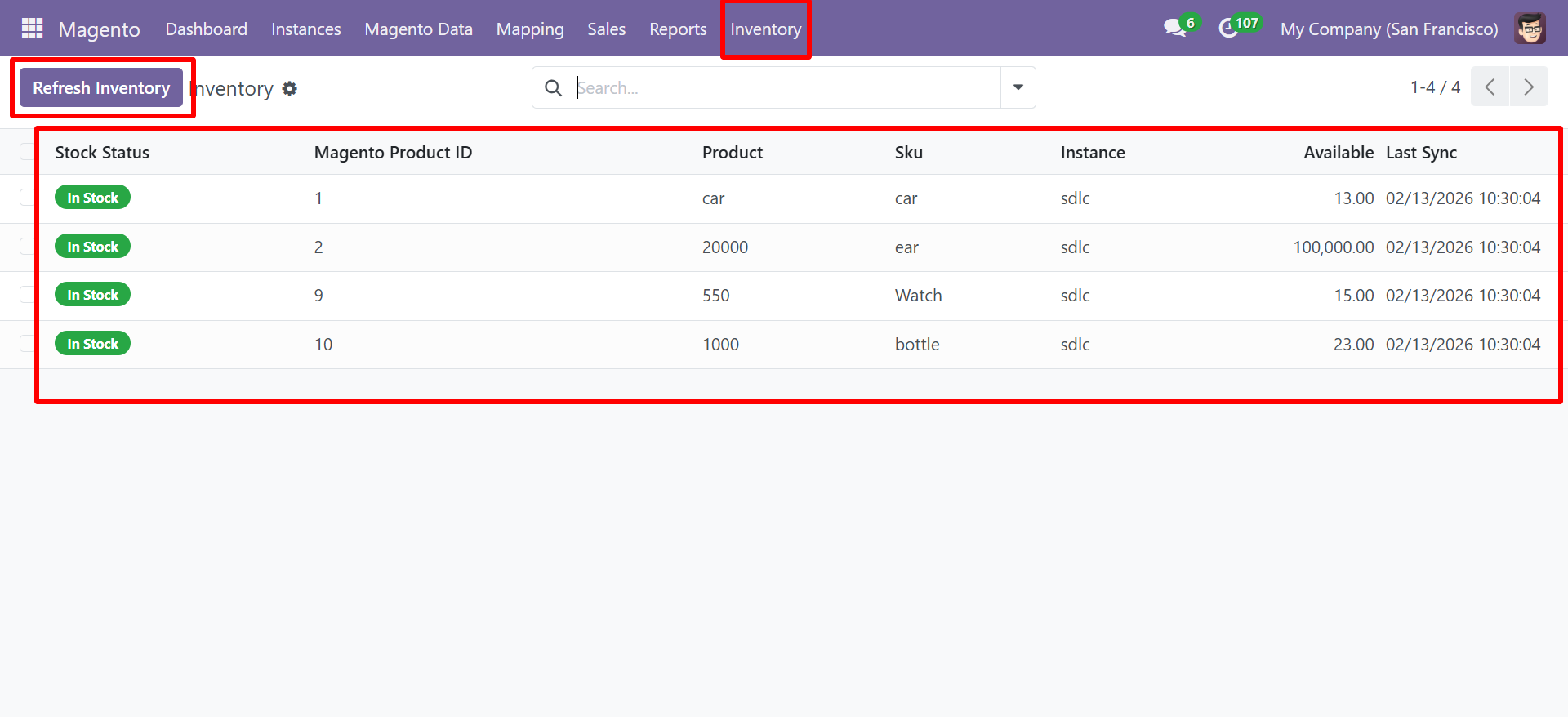 Magento Inventory view