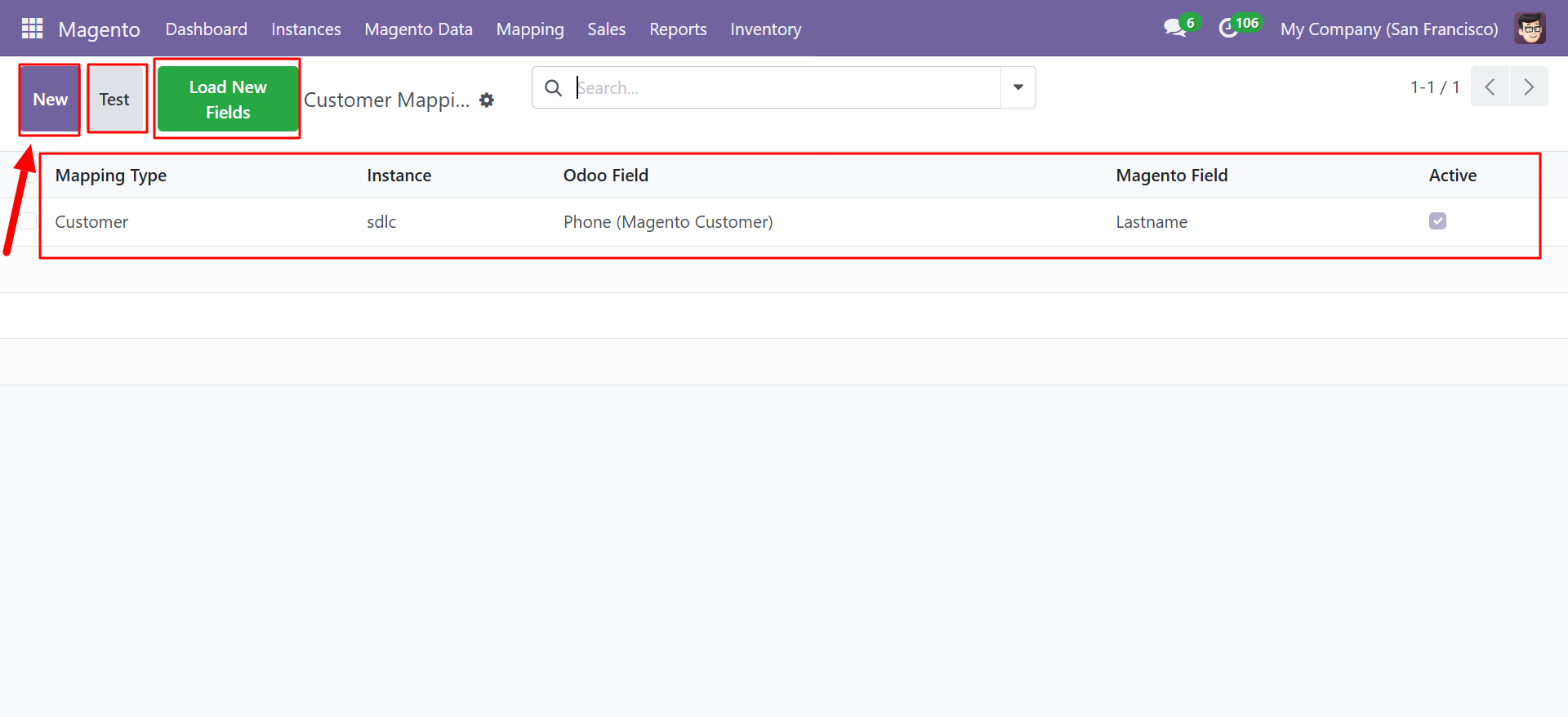 Customer Mapping list view