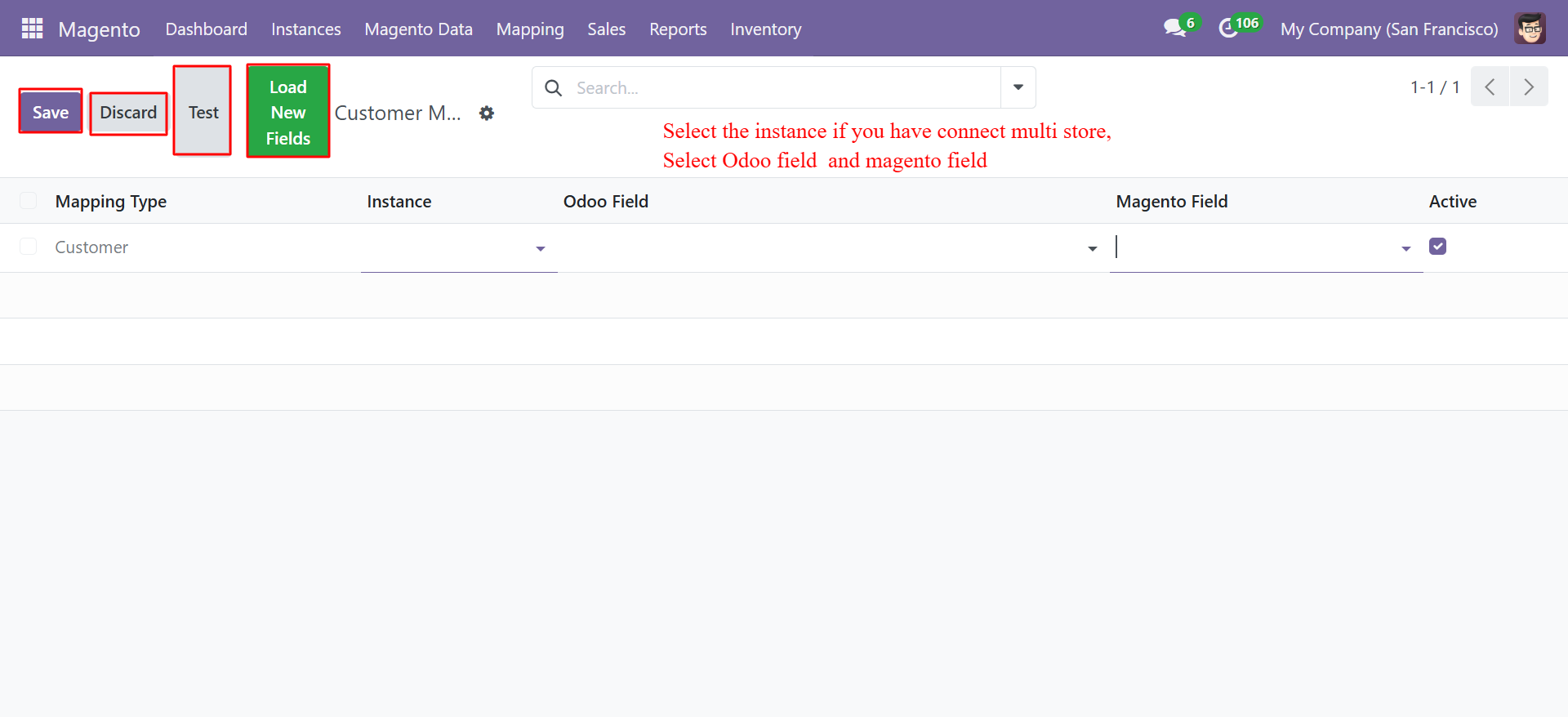 Customer Mapping form
