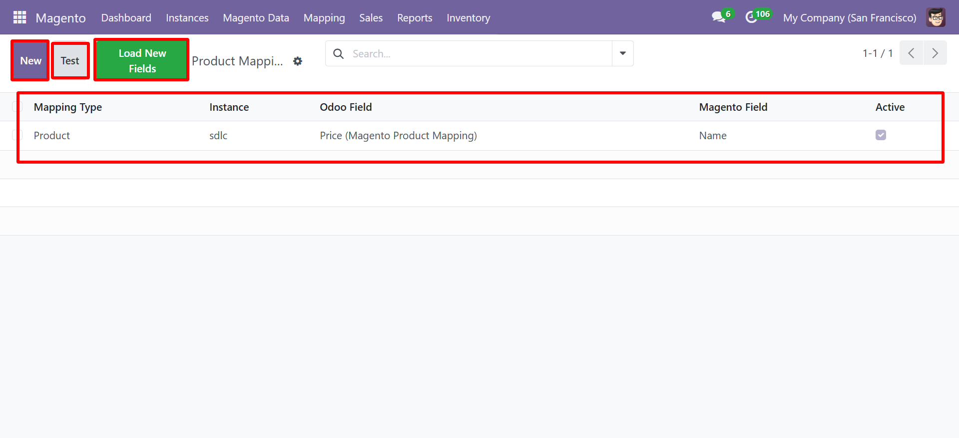 Product Mapping list view