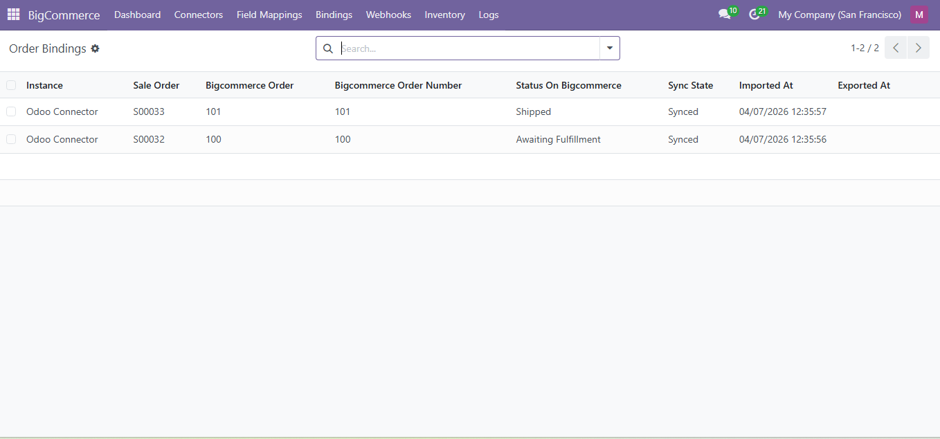 Order Binding Listing