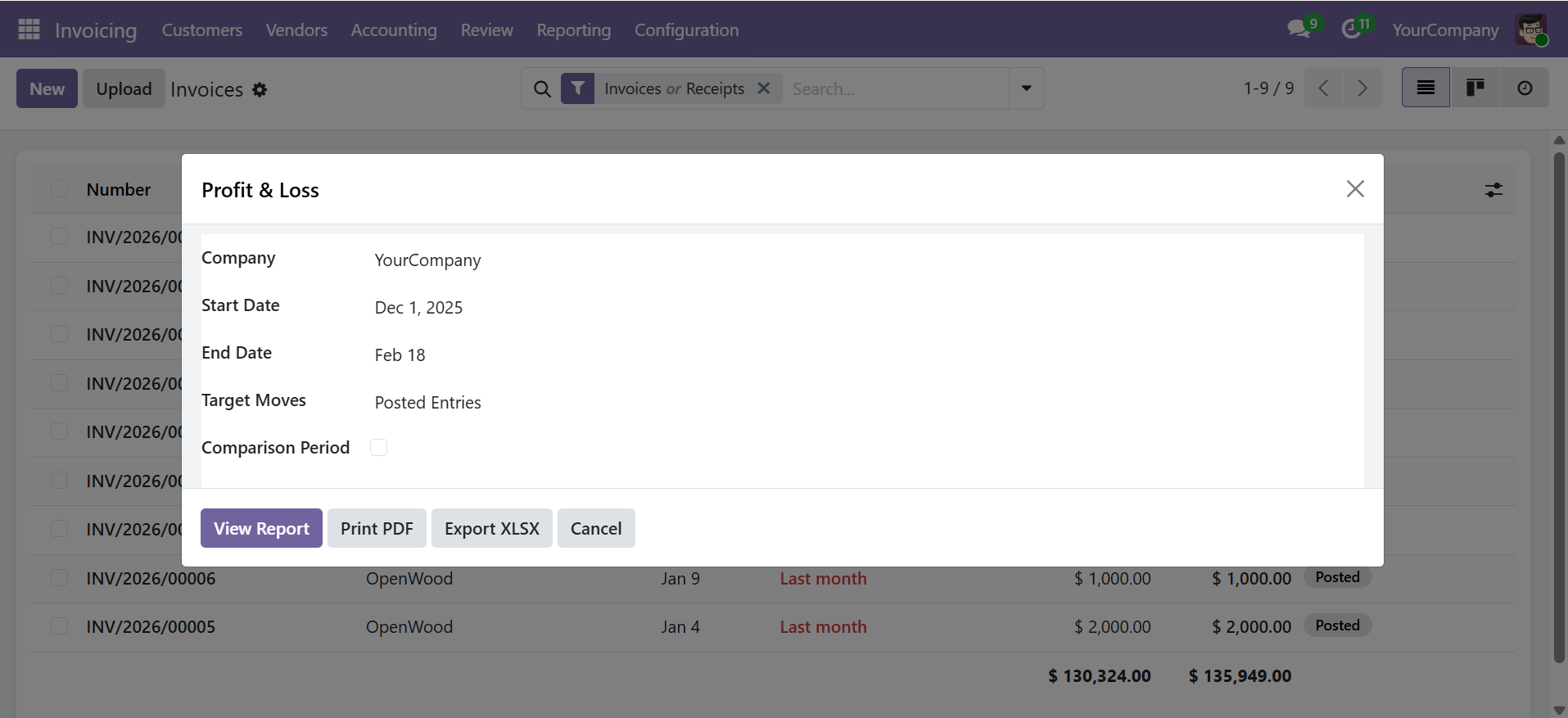 Profit &amp; Loss Report
