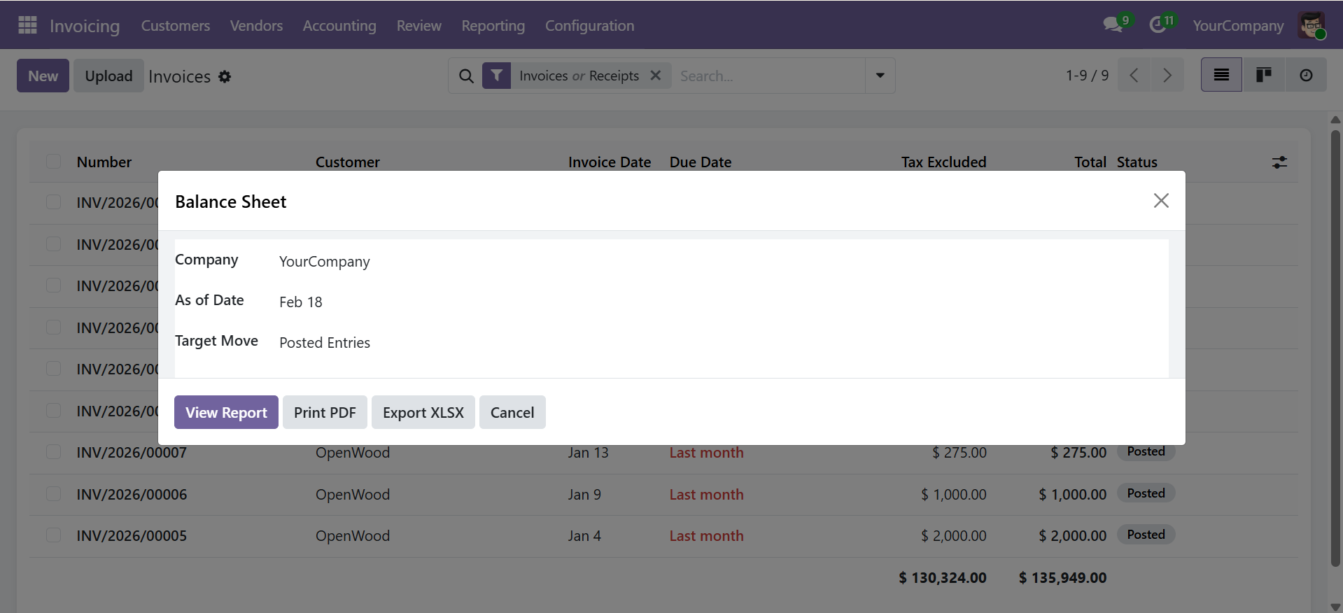 Balance Sheet Report