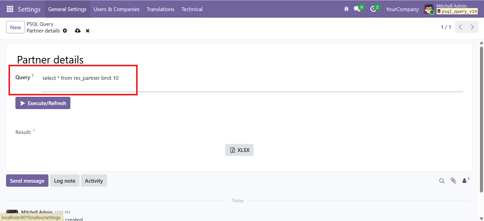 Query Form with SQL Entered