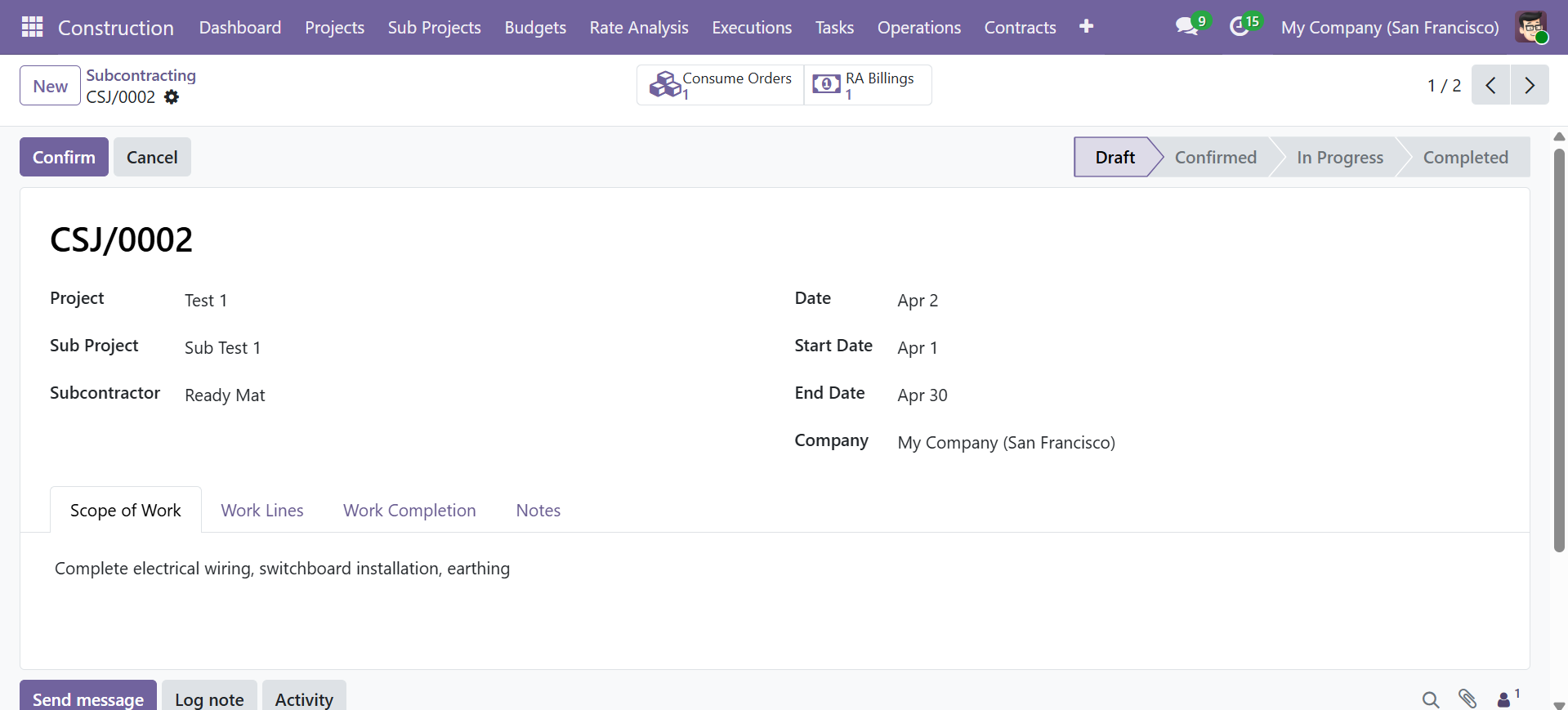 Subcontract Form