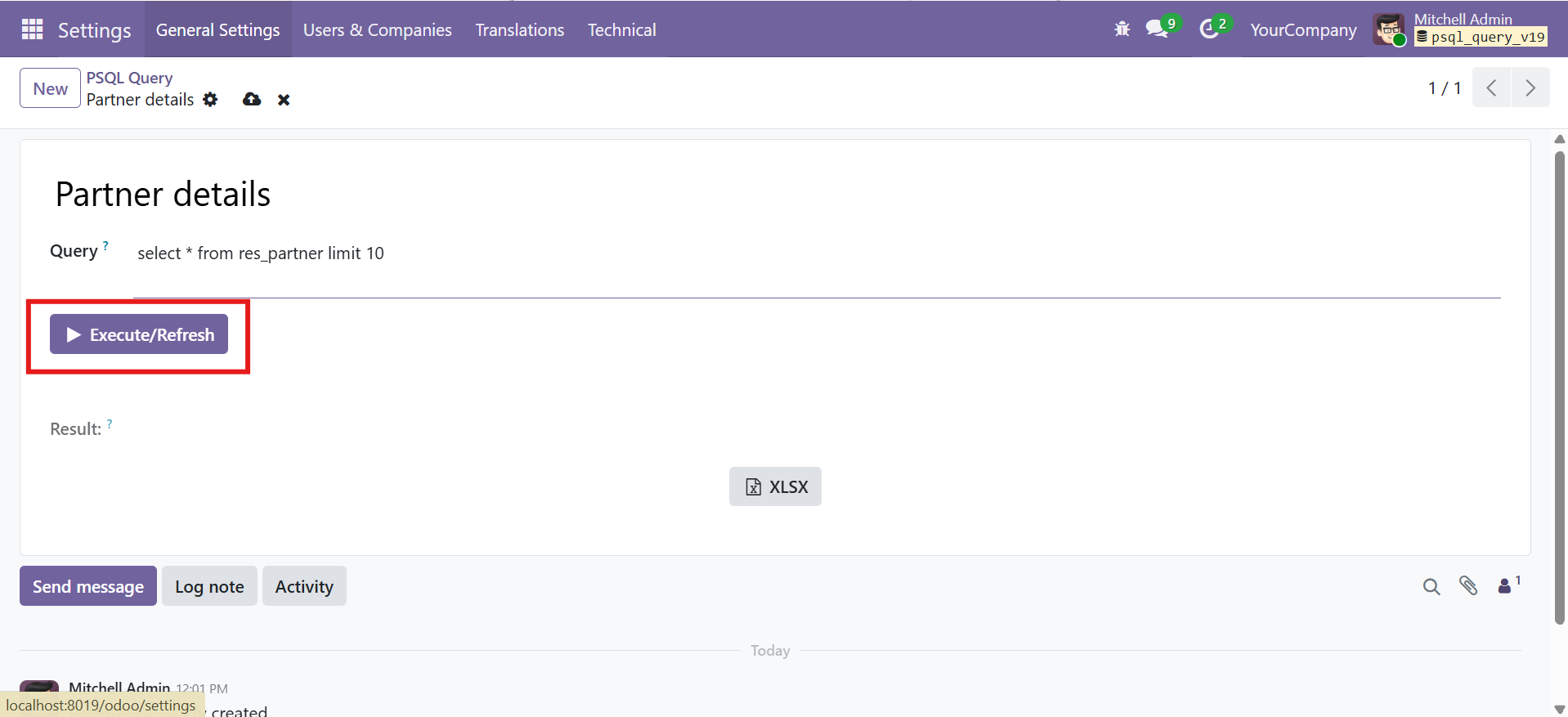 Execute Button Highlighted