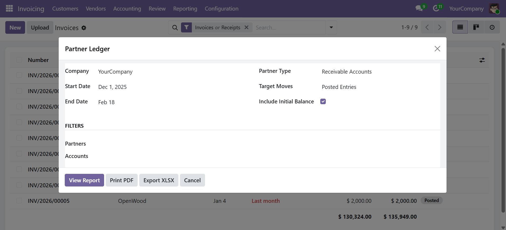 Partner Ledger Wizard