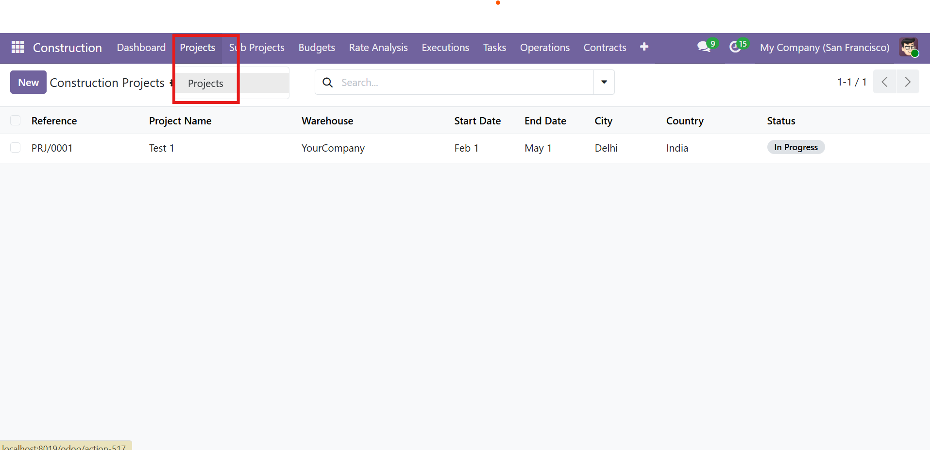 Projects List View