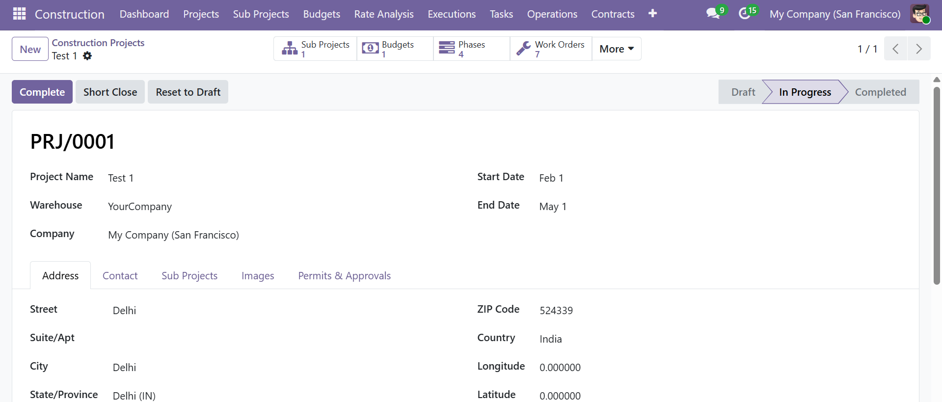 Project Form View