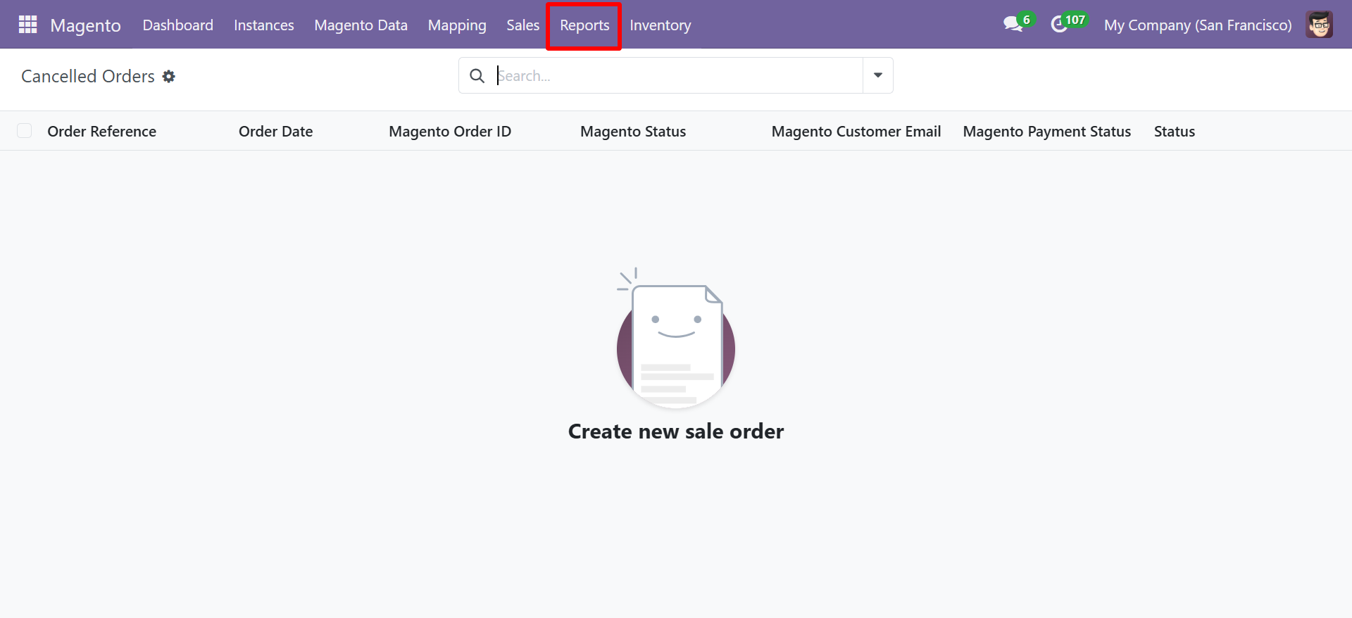 Cancelled Orders list view