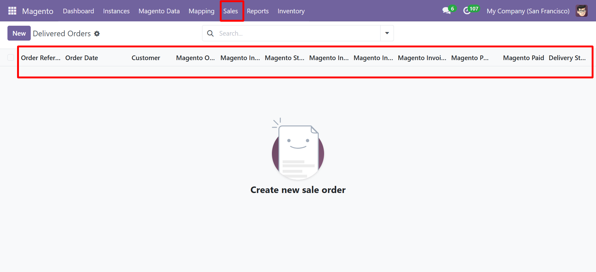 Delivered Orders list view