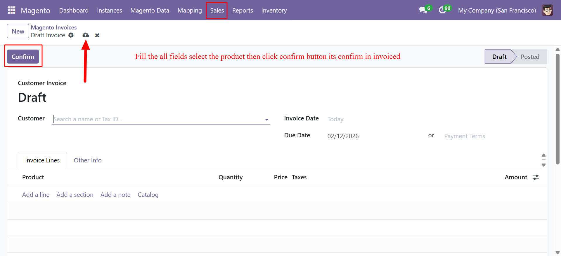 Invoice form view