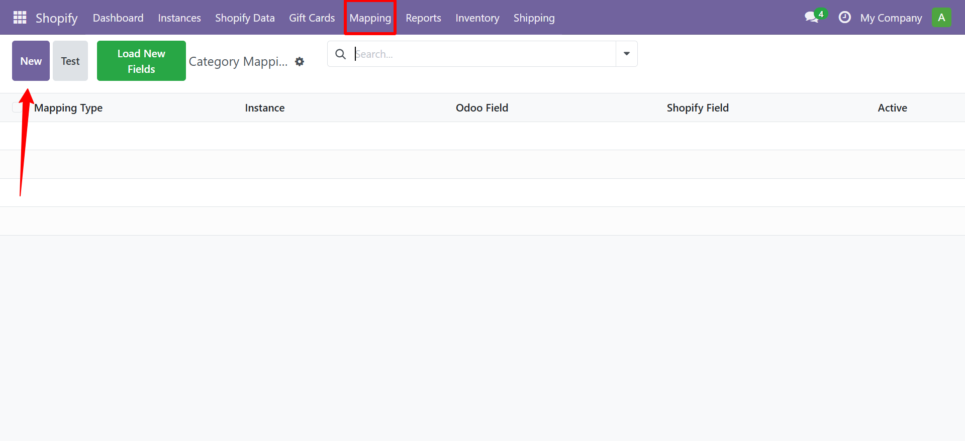 Category Mapping list view