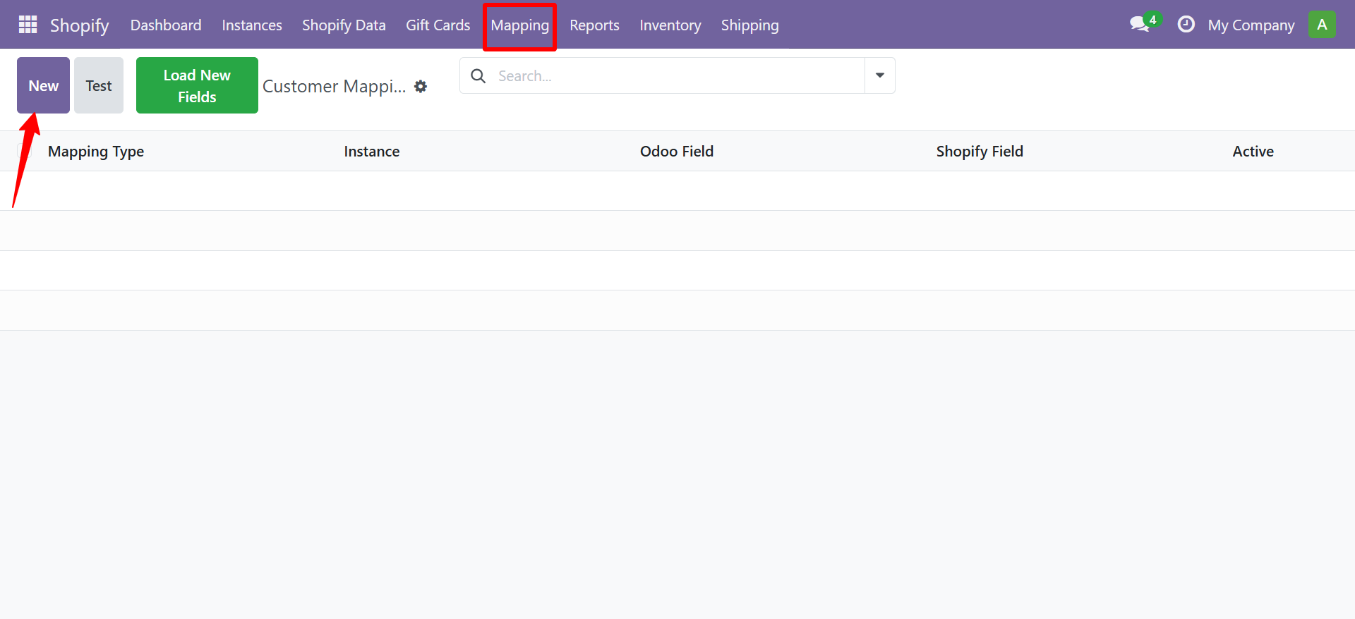 Customer Mapping list view